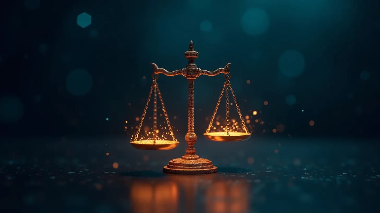 Abstrakte Darstellung regulierter, ethischer KI (EU AI Act)