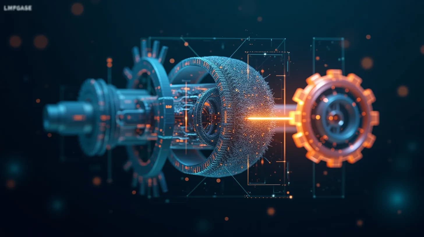 Abstrakte Darstellung einer mechanischen CAD-Konstruktion (Konstrukteur Maschinenbau)