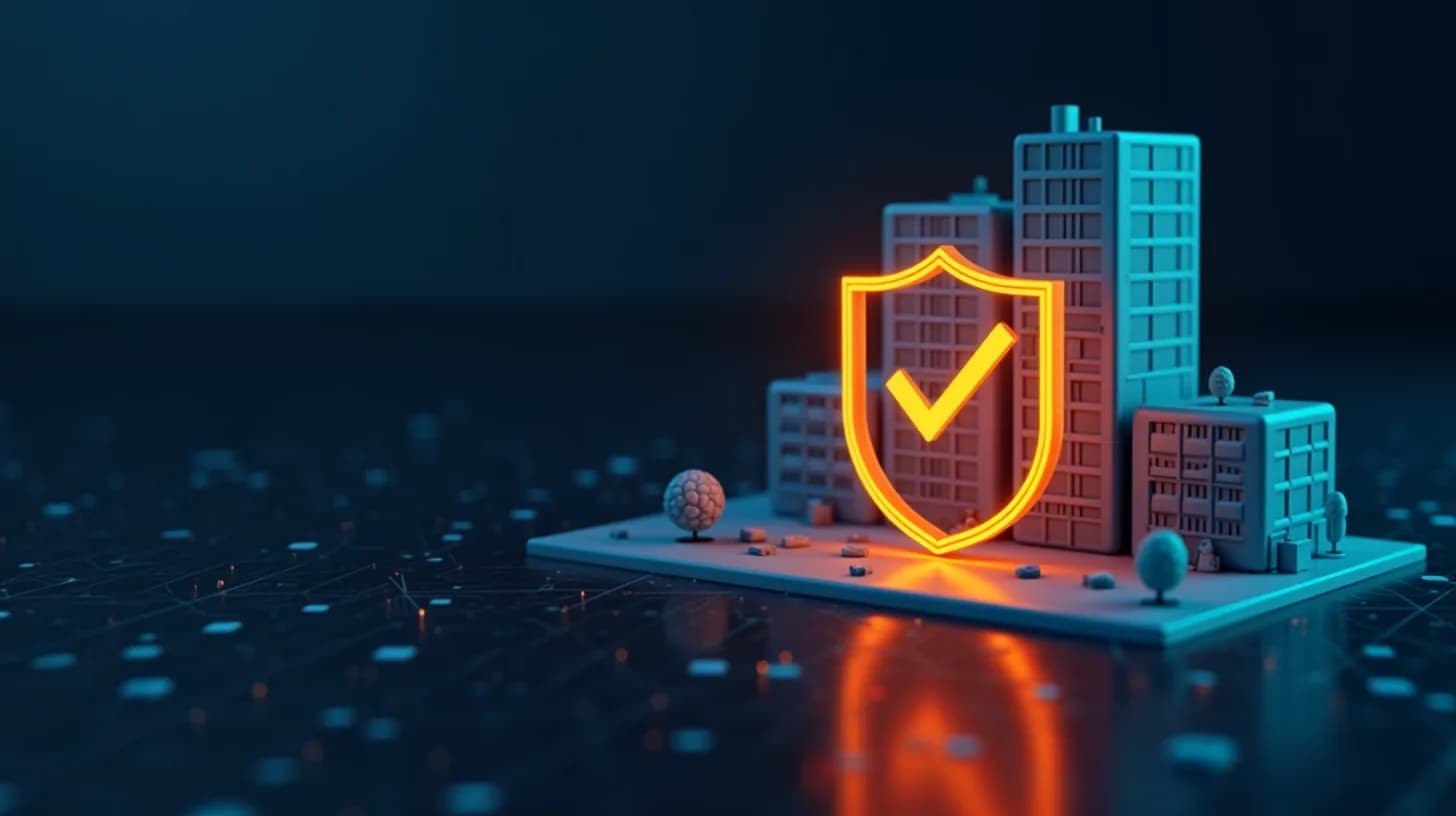 Abstrakte Darstellung einer Cybersicherheits-Reifegradanalyse für den Mittelstand (NIS2, ISO 27001)