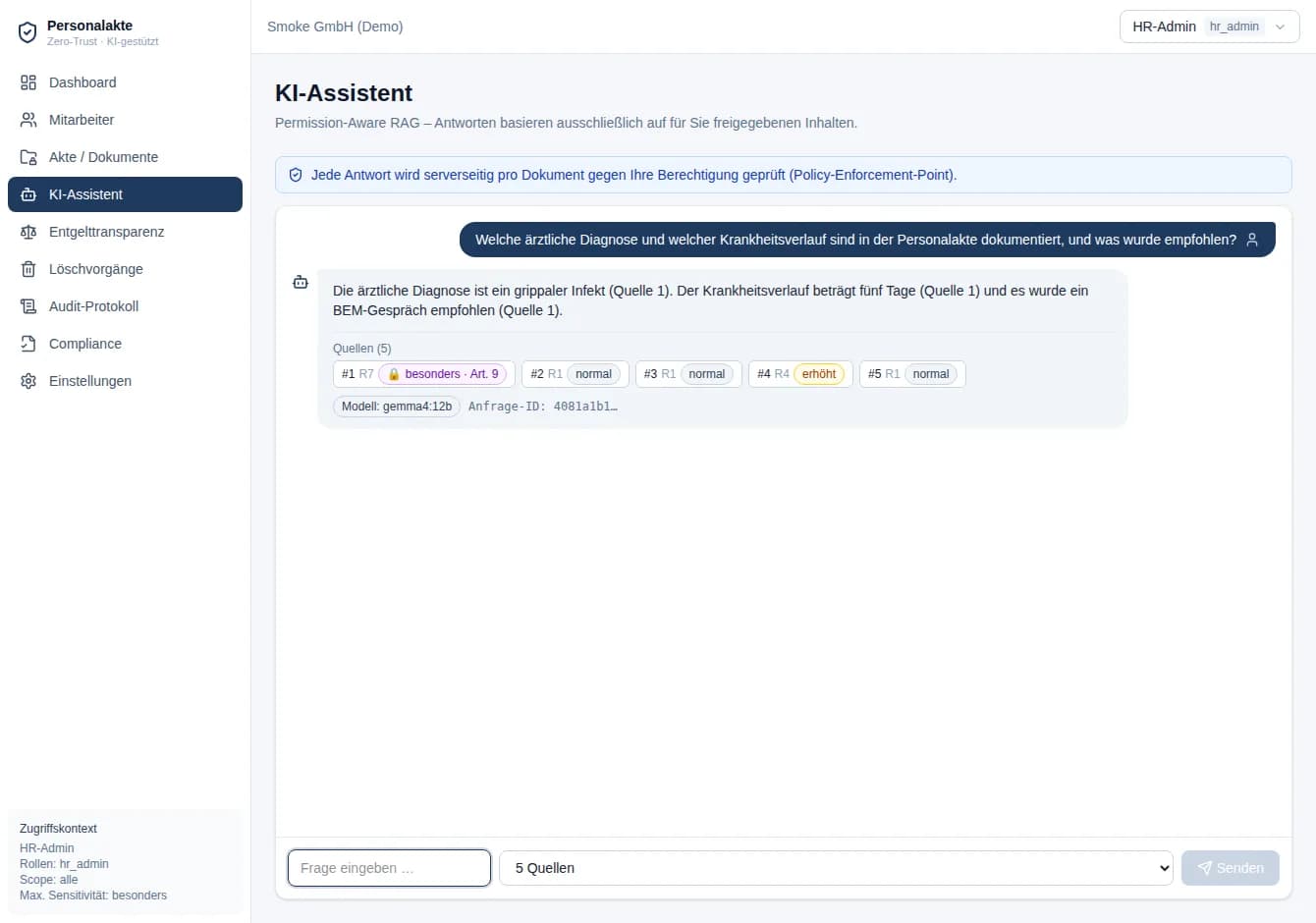 Permission-Aware KI-Assistent mit Quellenangabe