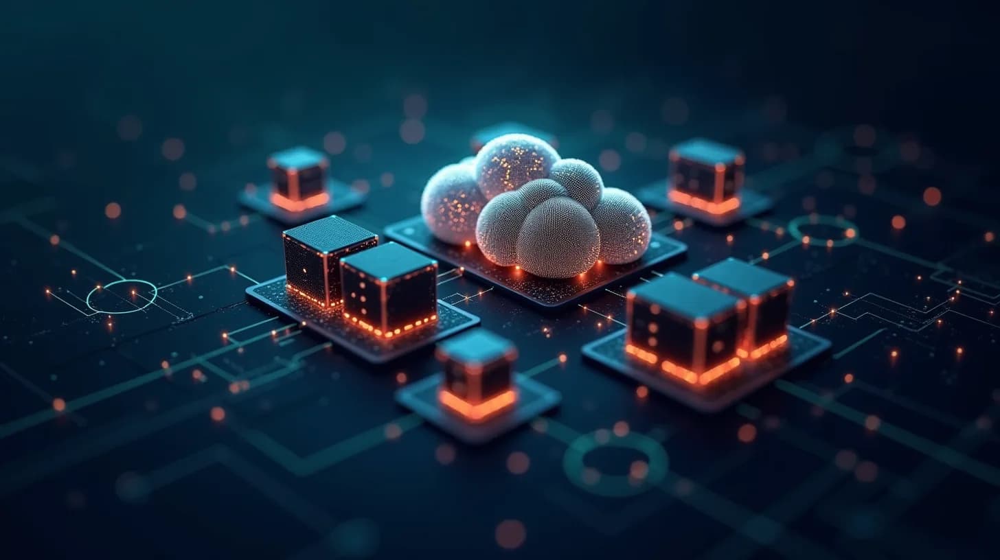 Abstrakte Darstellung skalierbarer Cloud-Infrastruktur (Cloud Architect)