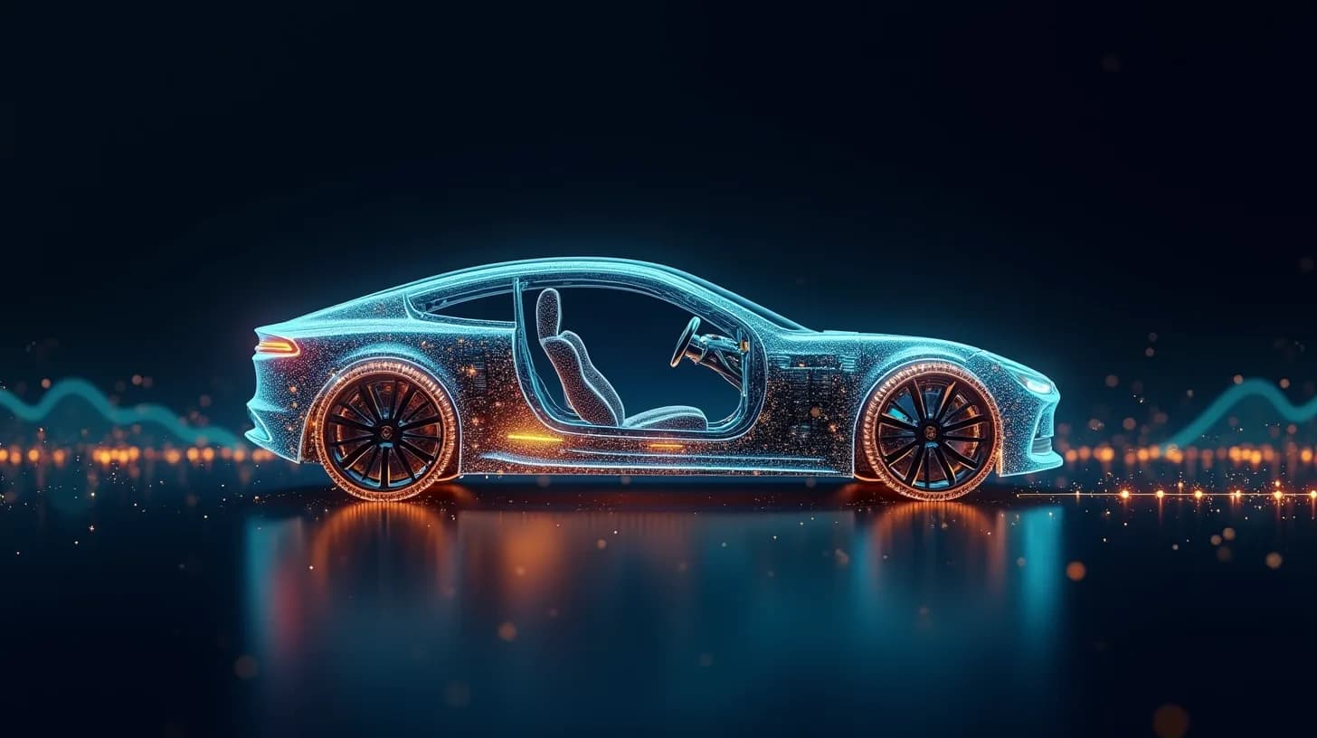 Abstrakte Darstellung von Automotive-Engineering und E-Mobilität (Entwicklungsingenieur Automotive)