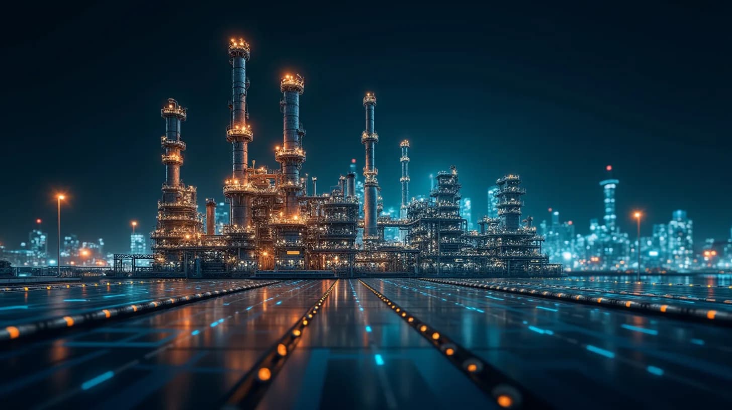 Abstrakte Darstellung industrieller Anlagenplanung (Projektleiter Anlagenbau)